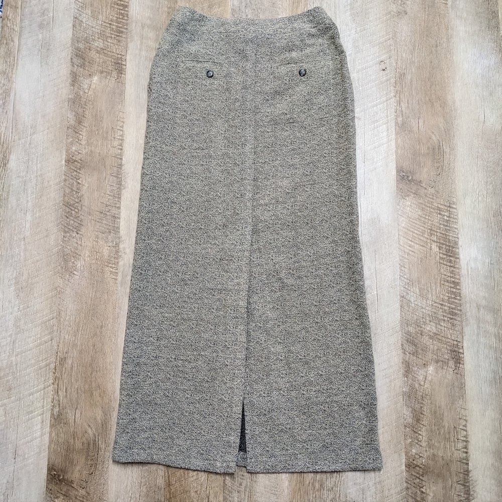 Vintage Mari Philippe Paris Beige Gray Virgin Wool Maxi Skirt - Picture 5 of 13